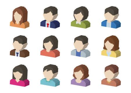 Illustrations of many people such as businessmen, 3D illustration, pictogram, vectorのイラスト素材