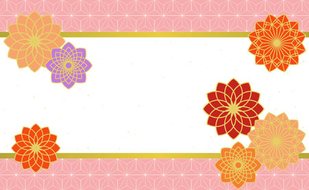 Geometric pattern flower icon and Japanese pattern background material, vector illustrationのイラスト素材
