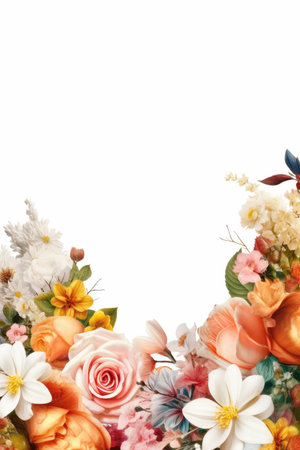 Colorful flowers and butterflies background material with text spaceの素材