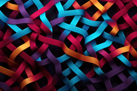 Overlapping colorful ribbon tape backgroundの素材