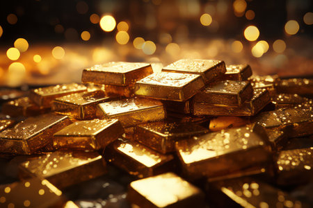 Stacked gold bullion, business and financial successの素材