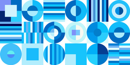 Blue background material with geometric elements in retro style