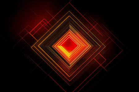 Digital light technological square lines on dark backgroundの素材