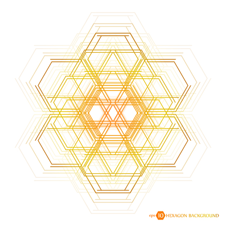 Abstract molecule background. Hexagonal chemistry pattern. Molecular scientific research. Composition of the molecular hexagonal lattice. Medical, science and technology design vector illustration.のイラスト素材