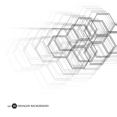 Abstract molecule background. Hexagonal chemistry pattern. Molecular scientific research. Composition of the molecular hexagonal lattice. Medical, science and technology design vector illustration.のイラスト素材