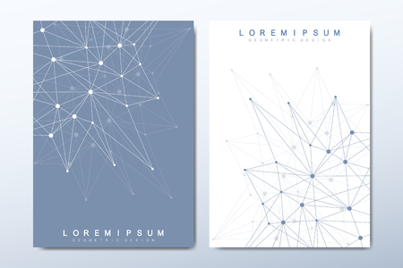 Business vector templates for brochure, cover, flyer, annual report, leaflet. Minimal abstract composition with molecule structure.のイラスト素材