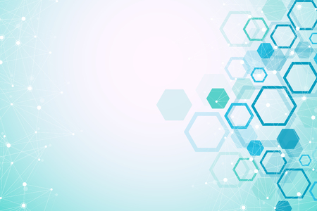 Hexagonal geometric background. Hexagons genetic and social network. Future geometric template. Business presentation for your design and text. Minimal graphic concept. Vector illustrationのイラスト素材