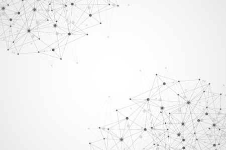 Abstract polygonal background with connected lines and dots. Minimalistic geometric pattern. Molecule structure and communication. Graphic plexus background. Science, medicine, technology conceptのイラスト素材