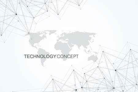 Global network connections with world map. Internet connection background. Abstract connection structure. Polygonal space background. Vector illustrationのイラスト素材