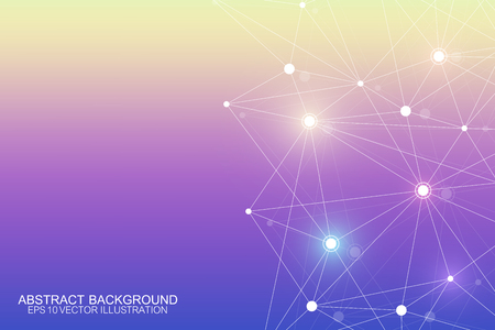 Abstract polygonal background with connected lines and dots. Minimalistic geometric pattern. Molecule structure and communication. Graphic plexus background. Science, medicine, technology concept.のイラスト素材