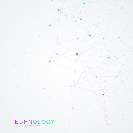 Abstract polygonal background with connected lines and dots. Minimalistic geometric pattern. Molecule structure and communication. Graphic plexus background. Science, medicine, technology conceptのイラスト素材