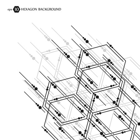 Hexagonal business pattern. Scientific medical research. Hexagons structure lattice. Geometric abstract background. Chemistry, science and technology concept. Vector illustrationのイラスト素材
