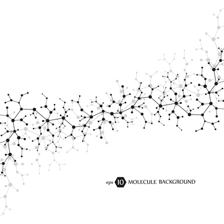 Molecules concept of neurons and nervous system. Scientific medical research. Molecular structure with particles. Science and technology background for banner or flyer. Eps 10 vector illustrationのイラスト素材