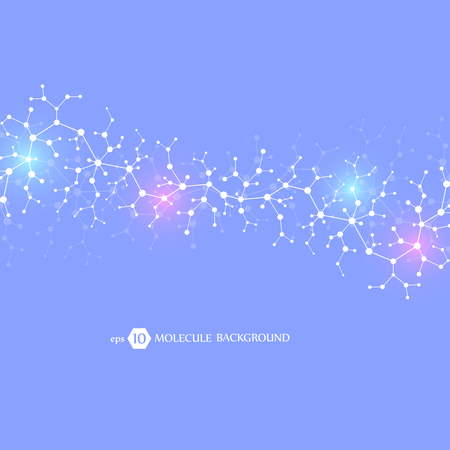 Molecules concept of neurons and nervous system. Scientific medical research. Molecular structure with particles. Science and technology background for banner or flyer. Eps 10 vector illustrationのイラスト素材