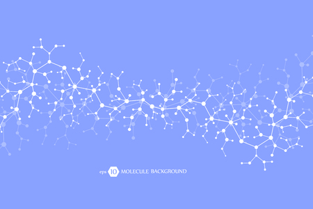 Molecules concept of neurons and nervous system, scientific medical research. Molecular structure with particles. Science and technology background for banner or flyer vector illustration.のイラスト素材