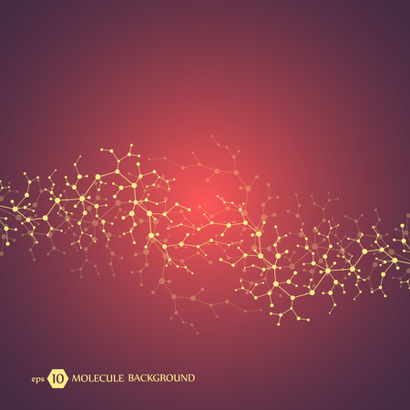 Molecules concept of neurons and nervous system. Scientific medical research. Molecular structure with particles. Science and technology background for banner or flyer. Eps 10 vector illustration.のイラスト素材