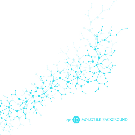 Molecules concept of neurons and nervous system. Scientific medical research. Molecular structure with particles. Science and technology background for banner or flyer. Eps 10 vector illustrationのイラスト素材