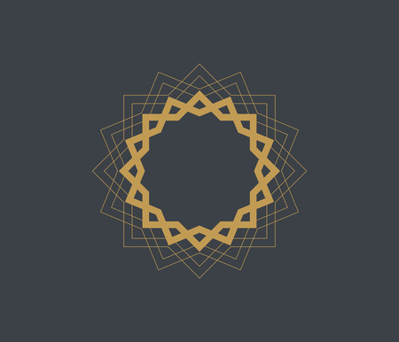 Arabic vector logo design template style. Abstract Islamic symbol. Emblem for luxury products, boutiques, jewelry, oriental cosmetics, hotels, restaurants, shops and stores.のイラスト素材