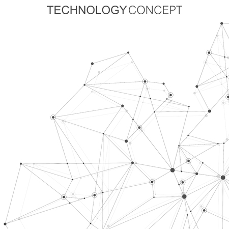 Abstract polygonal background with connected lines and dots. Plexus structure and communication background. Graphic plexus background. Science, medicine, technology concept.のイラスト素材