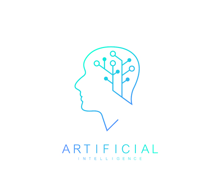 Vector Template Artificial Intelligence Logo. Artificial Intelligence Icon, Logotype, Symbol. Artificial Intelligence Concept of Machine Learning.のイラスト素材