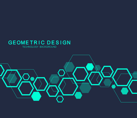 Geometric abstract molecule background for medicine, science, technology, chemistry. Scientific DNA molecule concept. Vector hexagonal illustration.のイラスト素材