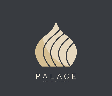 Simple Luxury Islamic Dome Palace Logo. Premium Vector Template Logotype Concept Icon in Arabic Style. Building Emblem.のイラスト素材