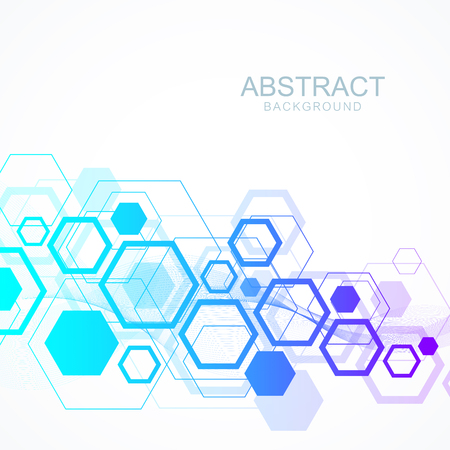 Abstract medical background DNA research hexagonal structure molecule and communication background for medicine, science, technology. Vector illustration.のイラスト素材