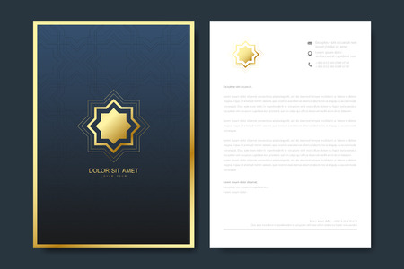 Elegant letterhead template design in minimalist style . Golden luxury business design for cover, banner, invitation, letterhead, branding card, brochure.のイラスト素材