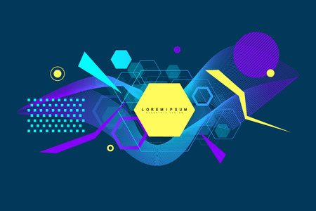 Abstract background composition of the geometric shapes. Modern abstract design poster, cover, banner, card design. Geometric pattern, texture. Vector illustration.のイラスト素材