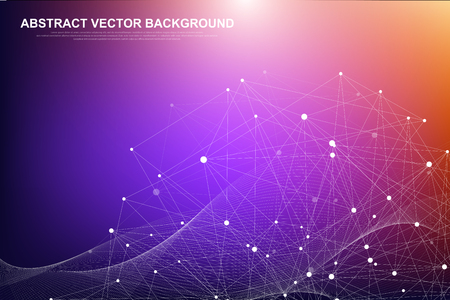 Abstract plexus background with connected lines and dots. Plexus geometric effect Big data with compounds. Lines plexus, minimal array. Digital data visualization. Vector illustration.のイラスト素材