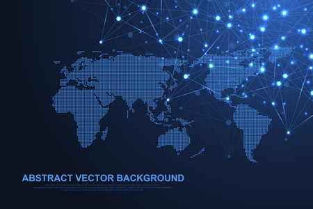 Abstract plexus background with connected lines and dots. Plexus geometric effect. Big data complex with compounds. Lines plexus, minimal array. Digital data visualization. Vector illustrationのイラスト素材