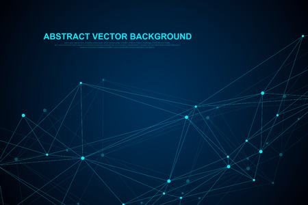 Futuristic abstract vector background blockchain technology. Peer to peer network business concept. Global cryptocurrency blockchain vector banner. Wave flow.のイラスト素材