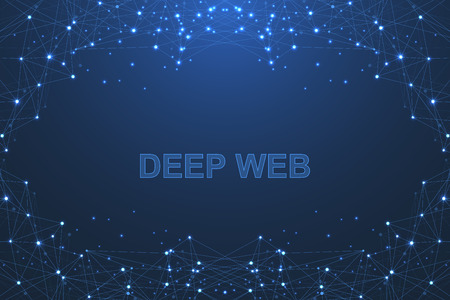 Futuristic abstract vector background blockchain technology. Deep web. Peer to peer network business concept. Global cryptocurrency blockchain vector banner. Waves flow.のイラスト素材