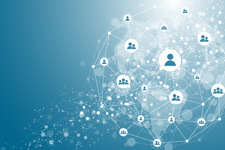 Global network connection concept. Big data visualization. Social network communication in the global computer networks. Internet technology. Business. Science. Vector illustration.のイラスト素材
