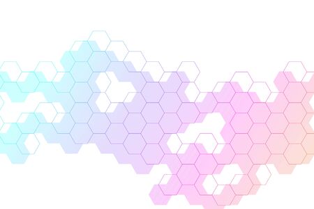 Hexagons abstract background with geometric shapes. Science, technology and medical concept. Futuristic background in science style. Graphic hex background for your design. Vector illustration.のイラスト素材
