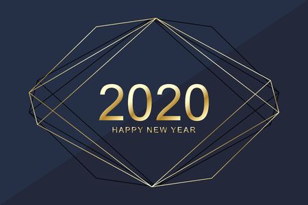 Merry Christmas and Happy New Year 2020 greeting card. Modern golden background template for 2020 Happy New Year. Modern design cover template wallpaper or banner presentations. Vector illustration.のイラスト素材