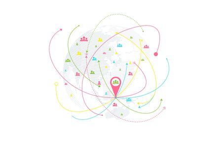Global network connection concept. Social media abstract background internet communication. Big data network connection. SNS. Business presentation for your design and text. Vector illustrationのイラスト素材