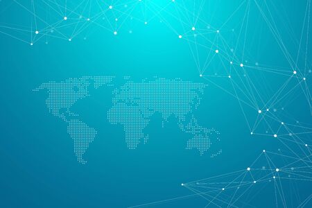 Abstract plexus background with connected lines and dots. Plexus geometric effect Big data with compounds. Lines plexus, minimal array. Digital data visualization. Vector illustration.のイラスト素材