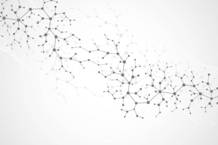 Scientific molecule background DNA double helix vector illustration with shallow depth of field. Mysterious wallpaper or banner with a DNA molecules. Health care and science innovation patternのイラスト素材