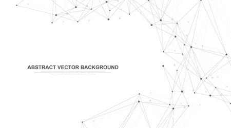 Abstract plexus background with connected lines and dots. Plexus geometric effect. Digital data visualization. Futuristic technology style low-poly element for design. Vector illustrationのイラスト素材