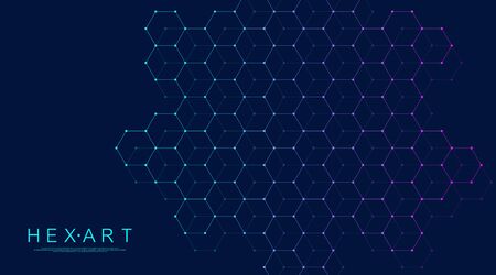 Hexagons abstract background with geometric shapes. Science, technology and medical concept. Futuristic background in science style. Graphic hex background for your design. Vector illustrationのイラスト素材
