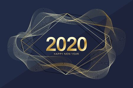 Merry Christmas and Happy New Year 2020 greeting card. Modern futuristic template for 2020. Digital data visualization. Business technology concept. Vector illustrationのイラスト素材