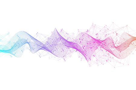 Abstract plexus background with connected lines and dots. Plexus geometric effect. Digital data visualization. Futuristic technology style low-poly element for design. Vector illustrationのイラスト素材