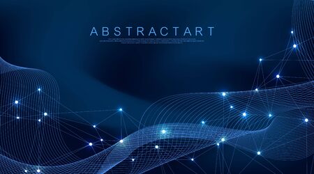 Abstract plexus background with connected lines and dots. Plexus geometric effect. Digital data visualization. Futuristic technology style low-poly element for design. Vector illustrationのイラスト素材