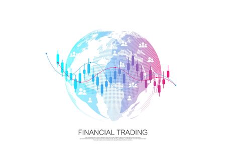 Stock market or forex trading business graph chart for financial investment concept. Business presentation for your design and text. Economy trends, business idea and technology innovation design.のイラスト素材