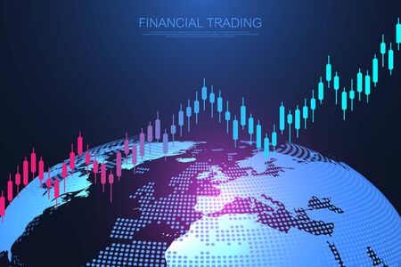 Stock market or forex trading business graph chart for financial investment concept. Business presentation for your design and text. Economy trends, business idea and technology innovation design.のイラスト素材