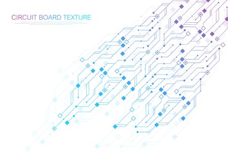 Technology abstract circuit board texture background. High-tech futuristic circuit board banner wallpaper. Digital data. Engineering electronic motherboard. Minimal array Big Data. Vector illustrationのイラスト素材