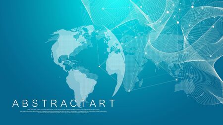 Global network connection concept. Big data visualization. Social network communication in the global computer networks. Internet technology. Business. Science. Vector illustrationのイラスト素材