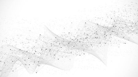 Abstract digital network connection structure on blue background. Artificial intelligence and engineering technology concept. Global network Big Data, Lines plexus, minimal array. Vector illustration.のイラスト素材