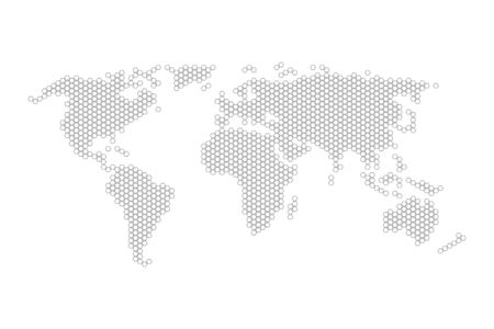 Hexagonal world map vector illustration flat designのイラスト素材